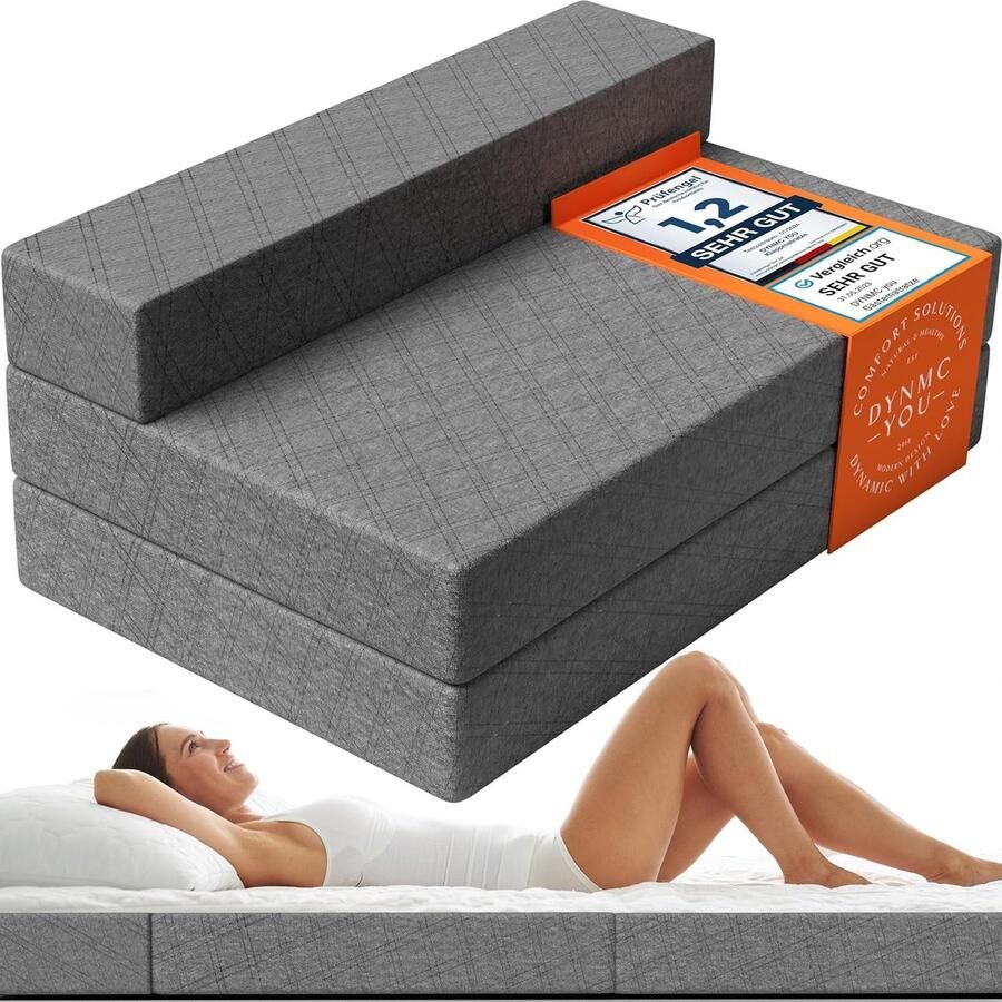 Inklapbare Slaapbank 3-in-1 Logeerbed voor Gasten Opvouwbare Matras 140x200 cm Comfortabel Vloermatras Bed voor 2 Personen