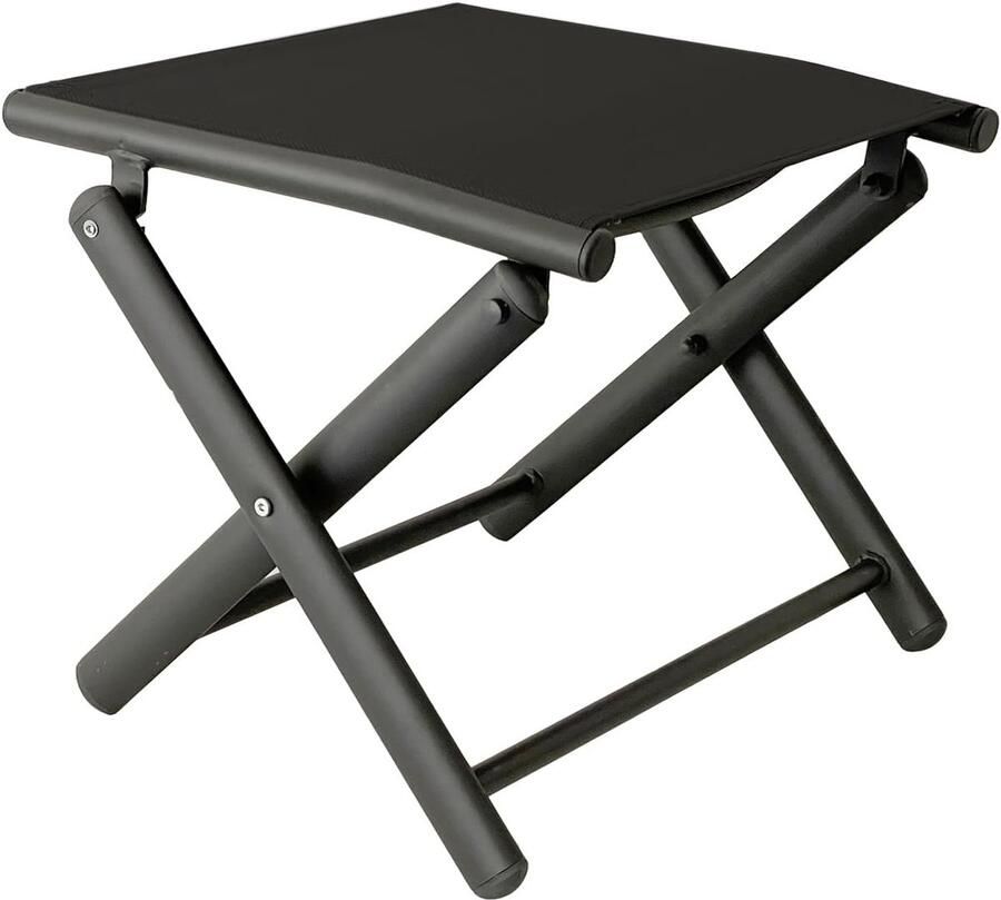 Inklapbare voetenbank voor buiten Weerbestendige metaal tuinmeubelen in antraciet zwart