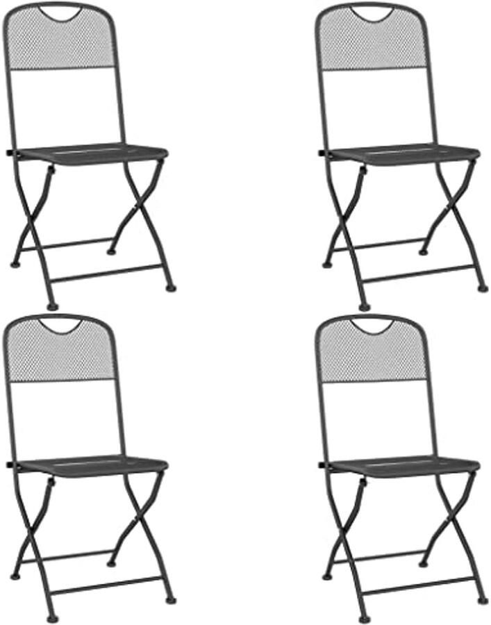 Inklapbare Tuinstoelen 4 Stuks Metaal Mesh Antraciet