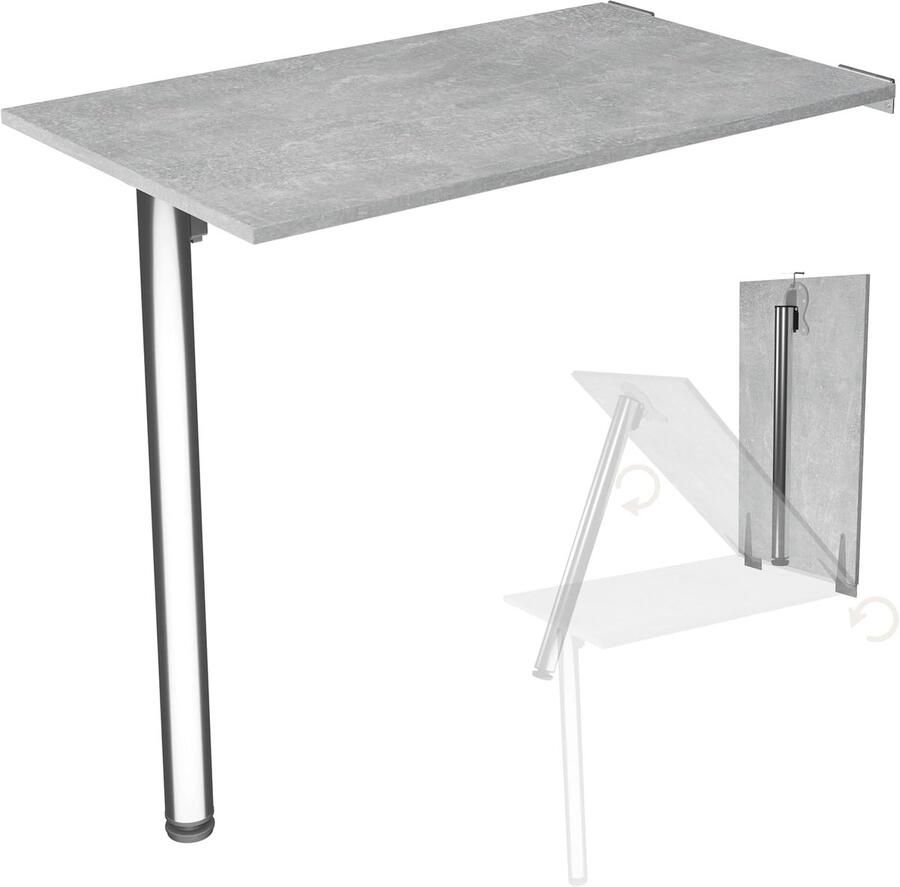 Inklapbare Wandklaptafel Stevige Keukentafel 80x50 cm Betonlook