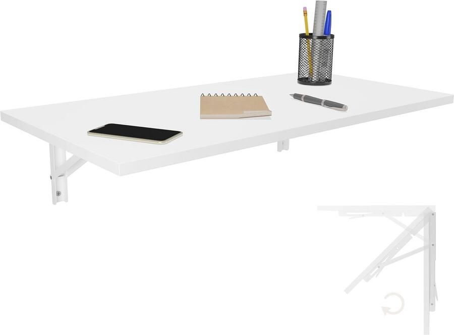 Inklapbare wandtafel 80x40 cm Ruimtebesparende eettafel voor muurmontage