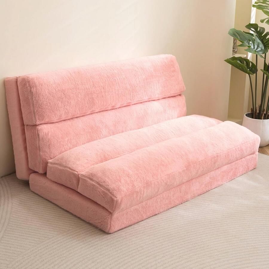 Inklapbare Zitzakbed en Vloermatras Extra Dikke 6-voudige Opvouwbare Vloerbank voor Volwassenen Roze 75 x 240 cm