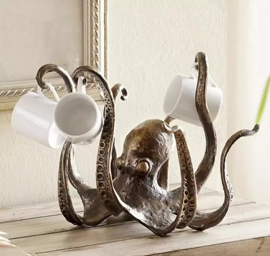 Inktvis standbeeld hars octopus sculptuur ambachten mok houder bekerhouder Sieraden houder Bureau Kantoor Keuken woondecoratie