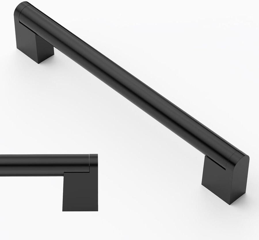 Inovra Plus 10 Stuks 160 mm Mat Zwarte Deurgrepen Roestvrij Staal voor Keukenkasten Modern design met vierkante vorm Ideaal voor keuken en kantoor Duurzame meubelgrepen met stijlvolle uitstraling