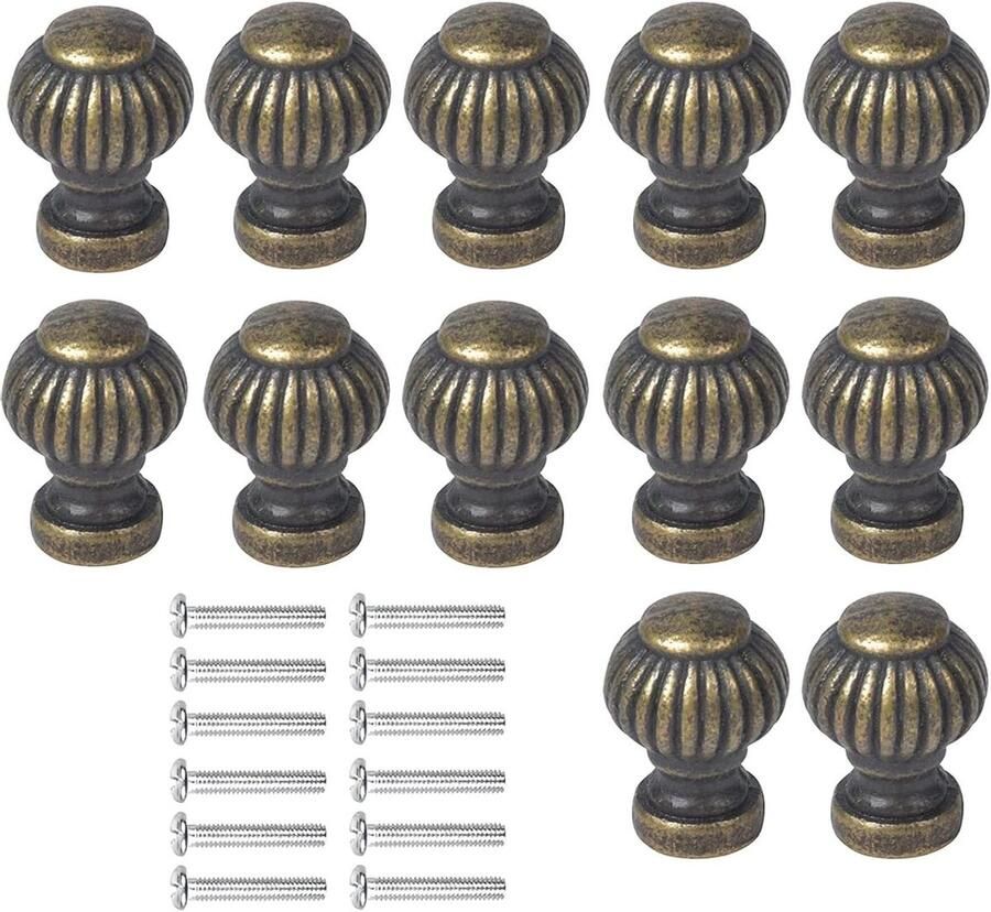 Inovra Plus 12-delige set Decoratieve Vintage Bronzen Kastdeurknoppen voor Kasten Inclusief Schroeven Geschikt voor Houten Kisten en Lades