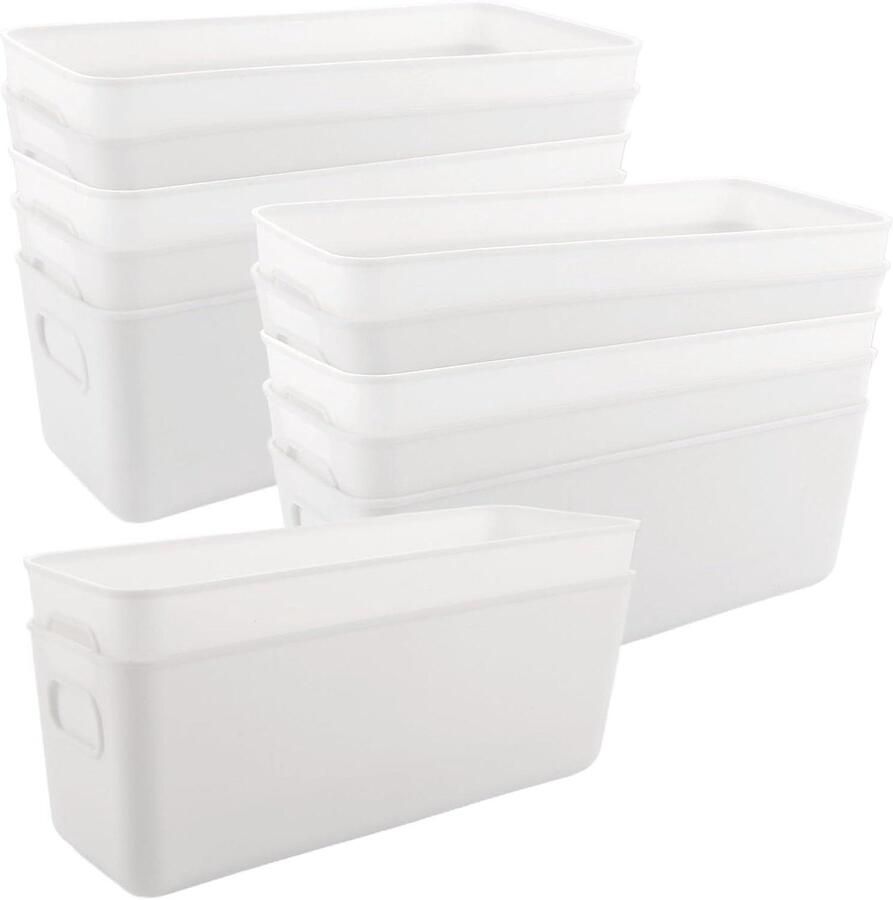 Inovra Plus 12-delige set opbergdozen met handgrepen in wit Organizer Box Keuken en badkamer opslag