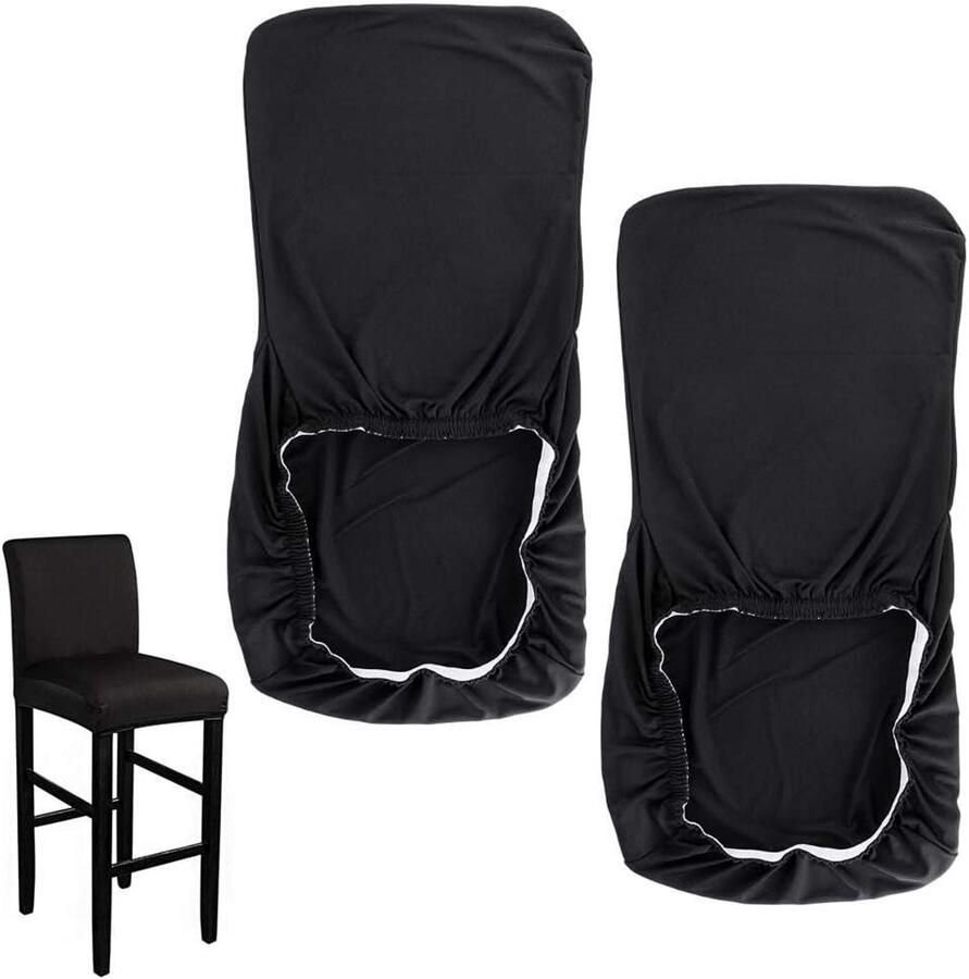 Inovra Plus 2 Pack Rekbare Stoelhoezen voor Barkrukken Stretch Stoelhoezen Zijstoel Beschermhoezen (Zwart)