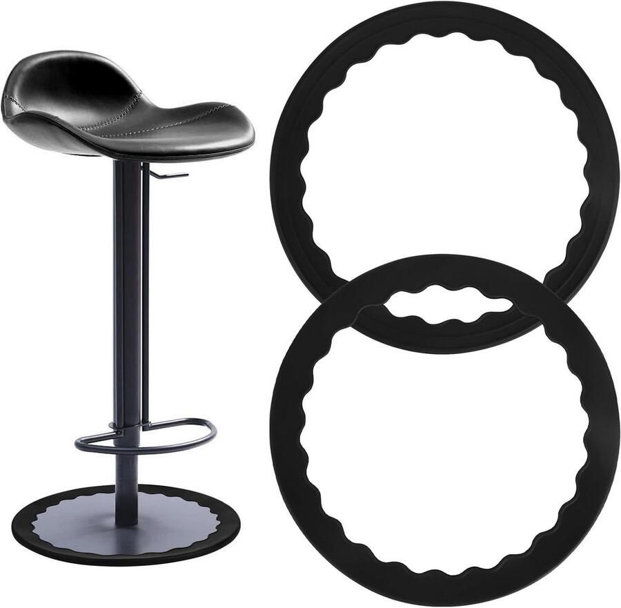 Inovra Plus 2 stuks zwart siliconen beenbescherming voor barkrukken Anti-slip Geschikt voor stoelbasis van 37 tot 42 cm Bescherm je vloer