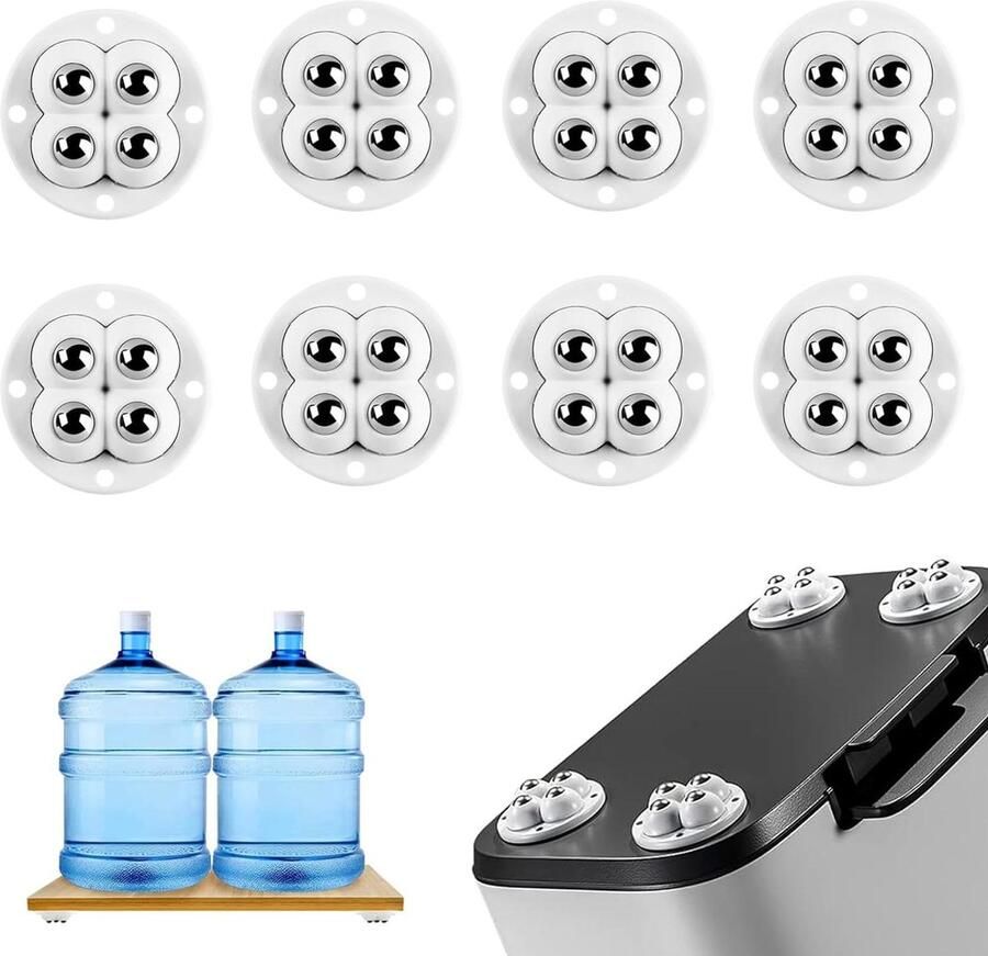 Inovra Plus 360 graden balwielen 8 stuks Meubelwielen zelfklevend Universele mini wielen voor opslagboxen nachtkastjes bloempotten etc