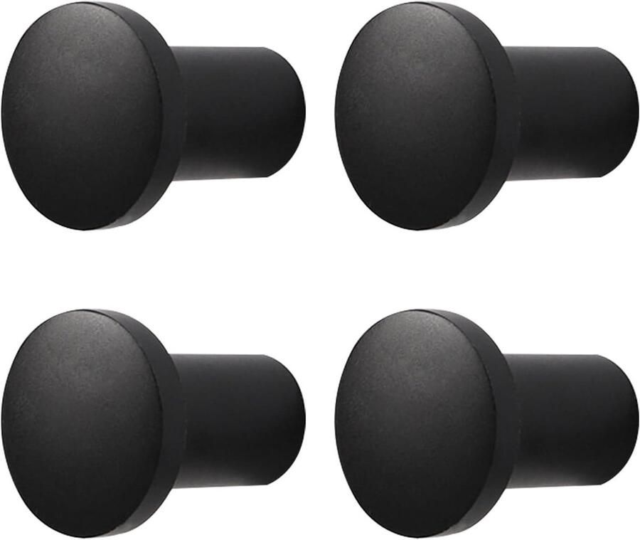 Inovra Plus 4 stuks Moderne Zwarte Wandmontage Garderobehaken met Multifunctionele Ronde Ontwerp Haken voor Garderobe Organizer voor Kledingrek Set van 4 Haken