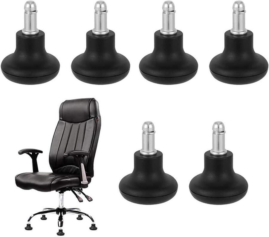 Inovra Plus 6 stuks glijvervanging vaste wielen bureaustoel Stop wielvervangingen kruk vloer Zwart Duurzaam materiaal Gemakkelijk te installeren