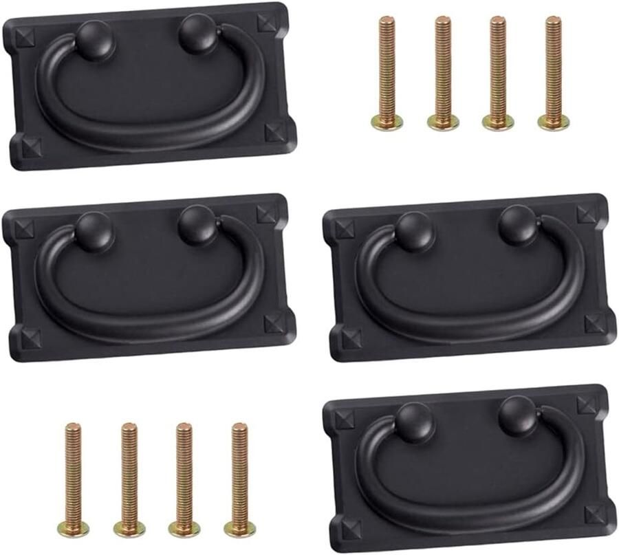 Inovra Plus Antieke vintage ladegrepen 4 stuks voor meubels Retro design met trekring Inclusief schroeven