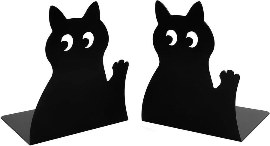 Inovra Plus Boekensteunen Metalen Zwarte Kat Leuke Cartoon Dier Antislip Bureau Organizer Kinder Boek Planken Thuisdecor School Kantoor