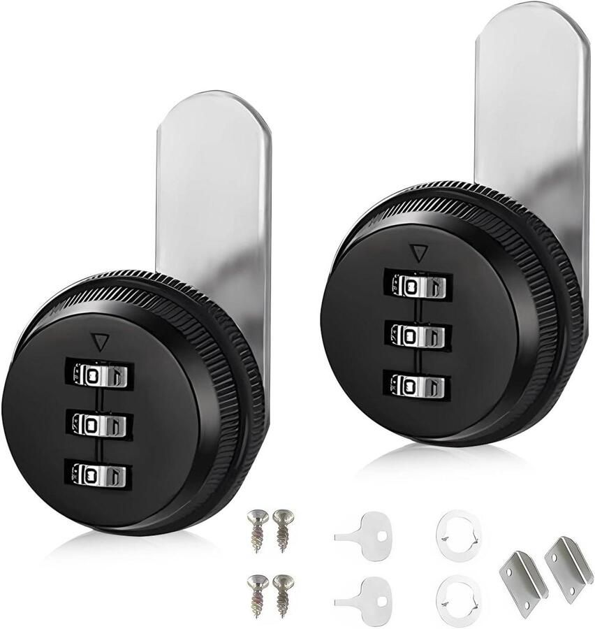 Inovra Plus Combinatieslot Mailbox Kast Zonder Sleutel Zilverkleurig 3-cijferige Code 2 stuks