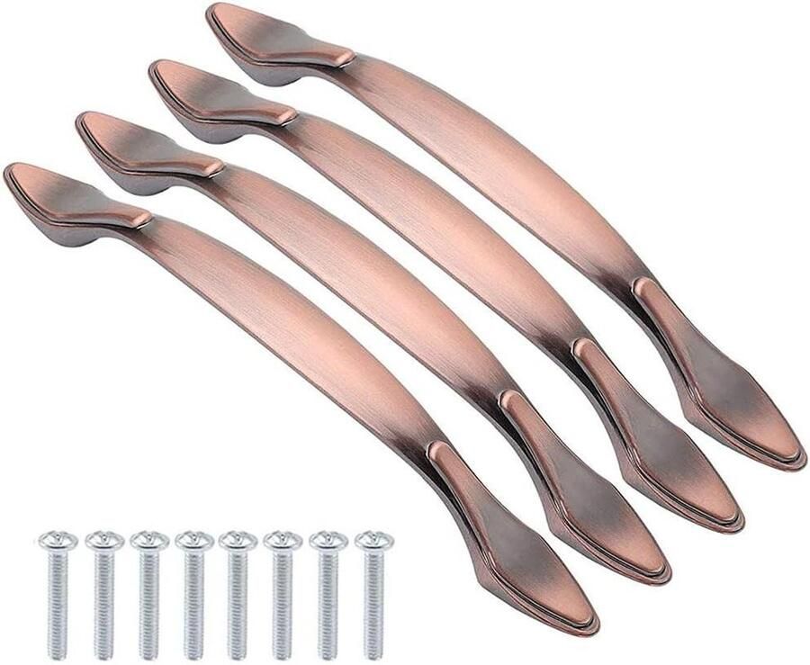 Inovra Plus Deurgrepen vintage meubelgrepen voor meubels kast Bronsrood 128 mm Set van 4 stuks Keuken kast lade dialogRef voor deur meubels kast