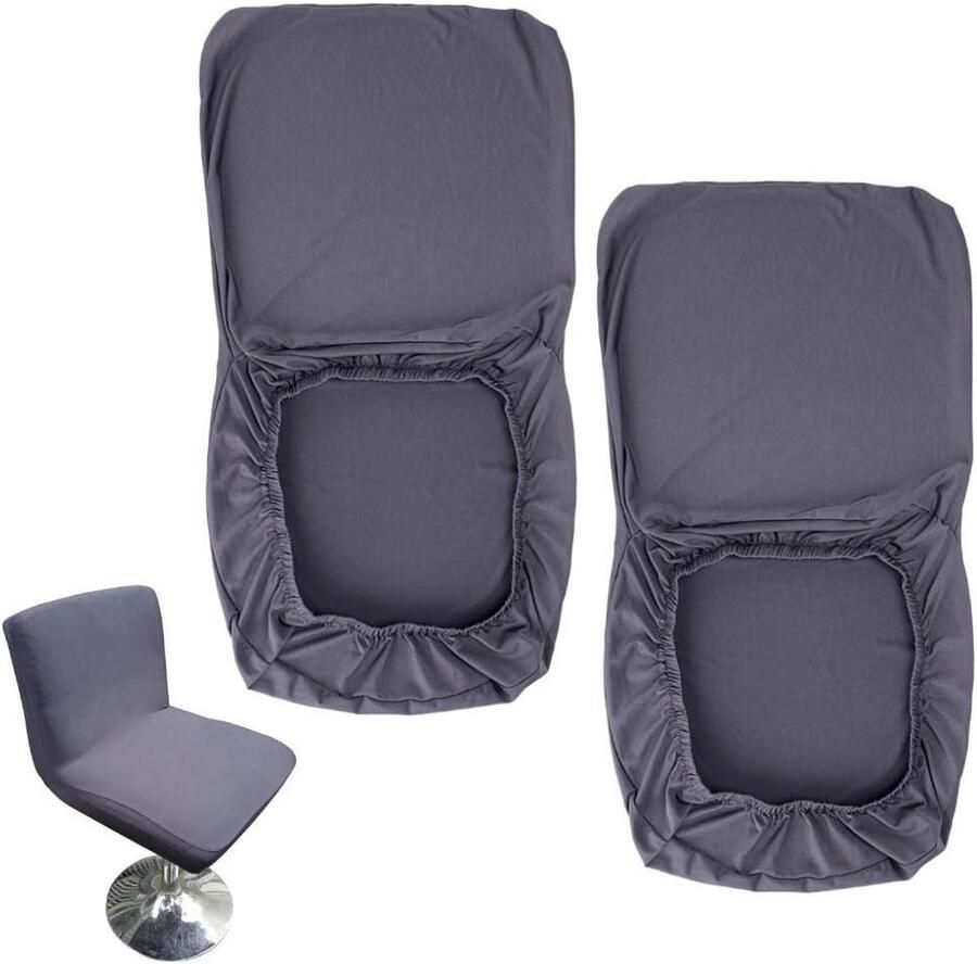 Inovra Plus Donkergrijze barkruk hoezen 2 stuks Stoelhoes stretch voor draaibare eetkamerstoel met rugleuning
