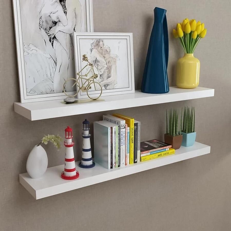 Inovra Plus Drijvende planken set van 6 Moderne houten wanddecoratie met schroeven Opbergplanken voor thuis Slaapkamer decoratie 30 x 157 cm