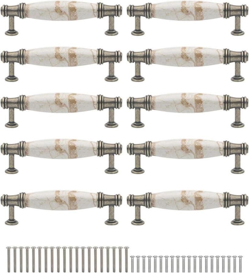 Inovra Plus Dubbele Gat Handvat Kabinet Handvat Europese Stijl Zinklegering Keramische 94mm Gat Pitch Set van 10 Elegant design Hoge kwaliteit