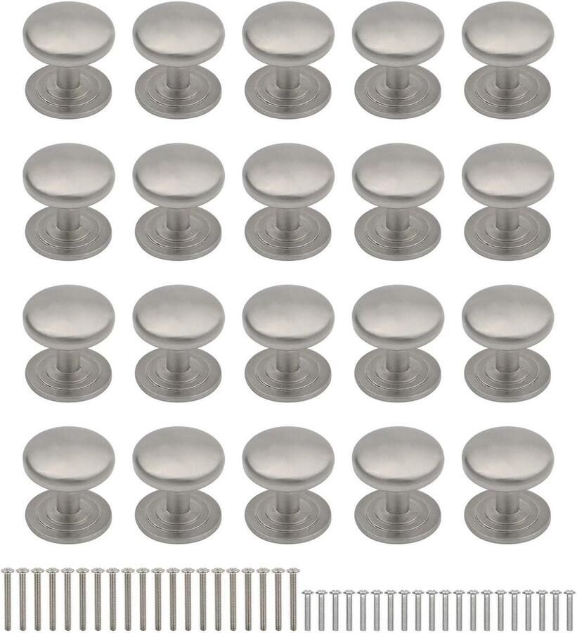 Inovra Plus Enkele gat witte zinklegering meubilair handvat Set van 20 stuks Lade trekt met enkele korrel Stijlvolle kastknoppen