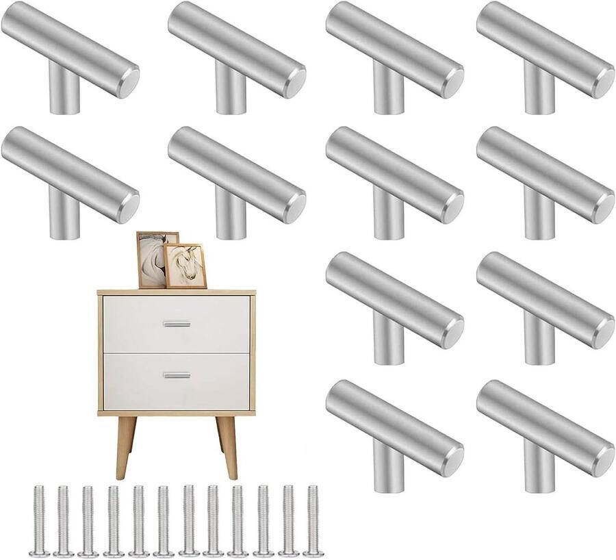 Inovra Plus Handgreep voor keukenkastjes en ladekasten Set van 12 stuks Roestvrijstalen handgrepen Geschikt voor keukenkastjes nachtkastjes en badkamerkasten