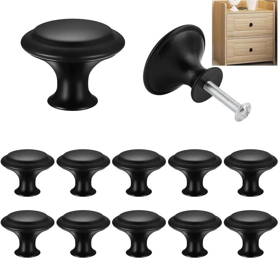 Inovra Plus Handgrepen voor Keukenkasten en Laden in Mat Zwart Set van 12 Stuks