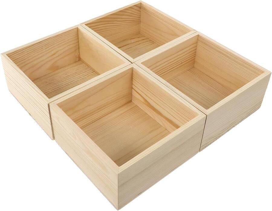 Inovra Plus Houten Sieraden Organizer Kist 4 Stuks Helder Vierkant Opbergrek Knutselen Bruiloft Hout