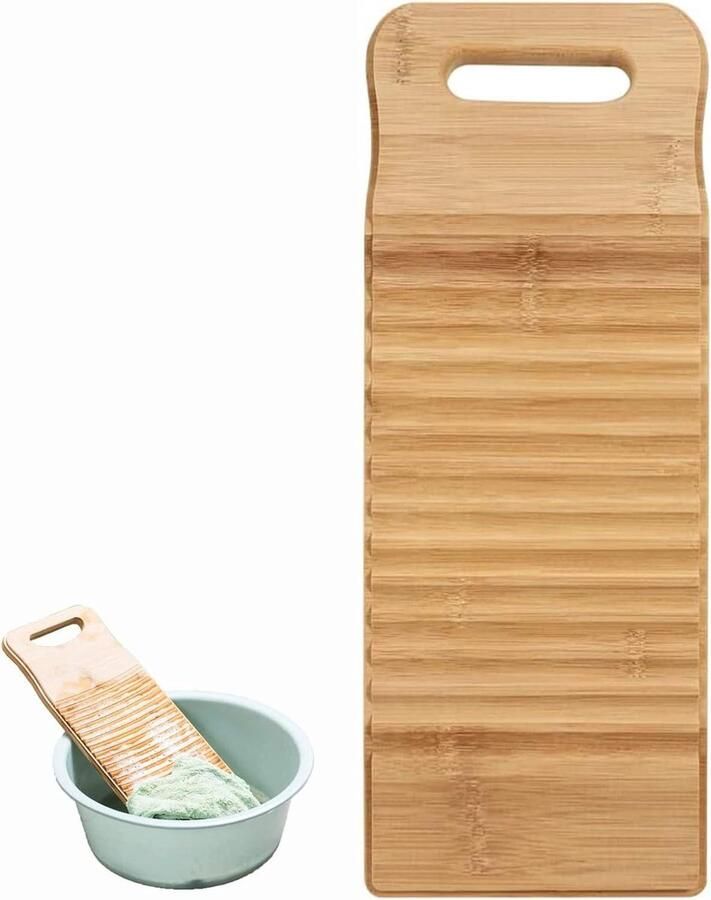 Inovra Plus Houten wasplank met antislip voor handmatig wassen Geschikt voor kinderkleding 40 x 15 x 18 cm Reinigingsplank Duurzaam materiaal