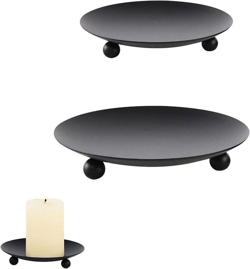 Inovra Plus Kaarshouder Kaarsenstandaard Kaarsenbord Kaarsenplateau Zwart Retro Pilaar Kaarshouder Kaarsonderzetter voor Wierookkegels Spa Bedden Thuis Feest Bruiloft Pakket van 2 Prachtige toevoeging voor sfeer in huis!
