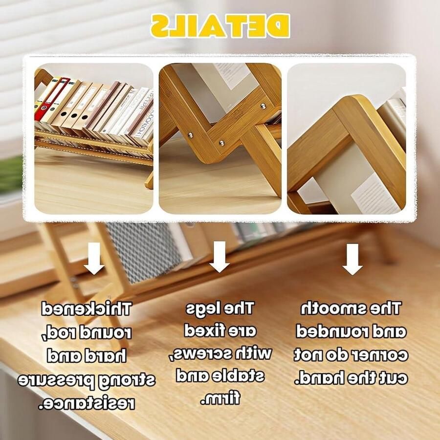 Inovra Plus Kantelende Houten Boekenkast Desktop Boekenplank met Opberg Rack Boeken Organizer voor Tijdschriften en CD's