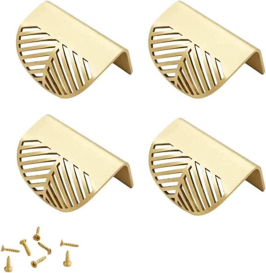 **Inovra Plus Kastgrepen Set van 4 Bladvormig Zinklegering Verborgen Grepen voor Keukenkasten en Meubels**