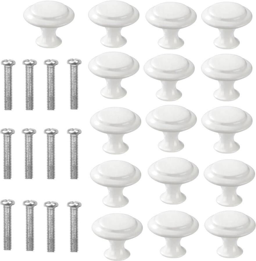 Inovra Plus Kastknoppen Vintage Chique 16 stuks Ronde Deurknoppen 23 mm Knoppen en Handgrepen voor Meubels Ladeknoppen voor Kasten Stijlvolle Meubelgrepen
