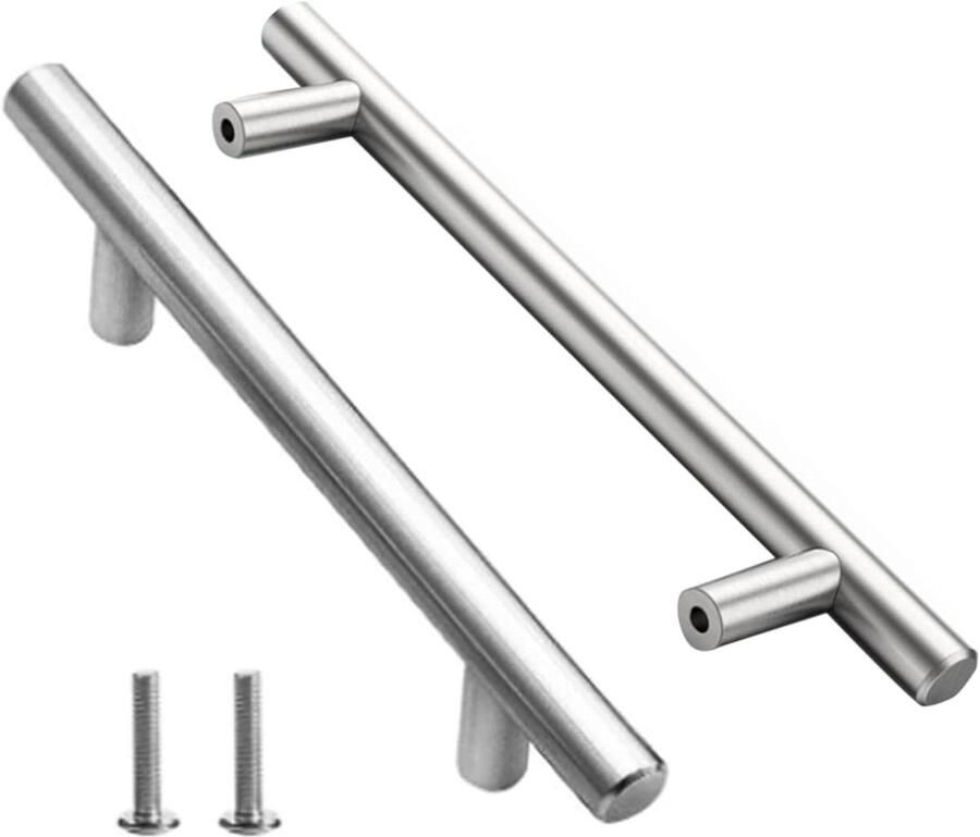 Inovra Plus Keukengrepen 10 stuks RVS T-meubelgrepen Kast Lade Deurgreep Gatafstand 150 mm Zilverkleurig Meubelgrepen voor lade Keukenkast