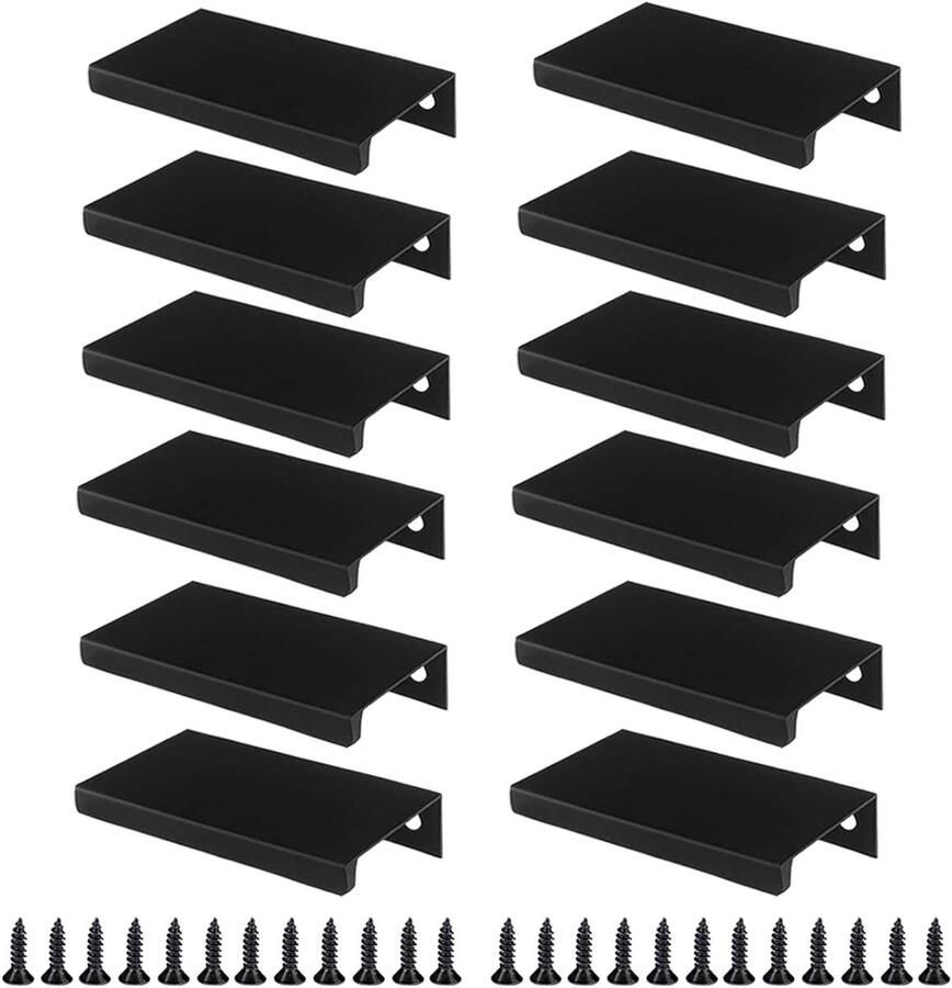 Inovra Plus Keukenkastknoppen 12 stuks handgrepen aluminiumlegering zwart 80 mm Keukenkast accessoires Modern design