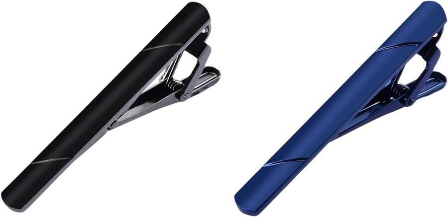 Inovra Plus Klassieke zakelijke stijl dasspelden voor heren set van 2 (pistoolzwart + marineblauw) elegant accessoire