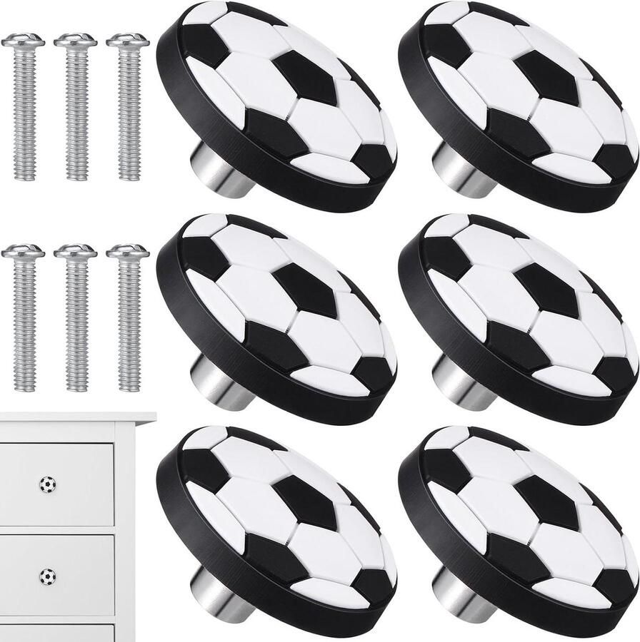 Inovra Plus Knoppen voor Dressoir 6 Stuks Voetbal Thema Decoratieve Deurgrepen Keukenkasten Jongens Kamer Meubel Lades Kastdeurgrepen Voetbal Motief 75 Karakters lang