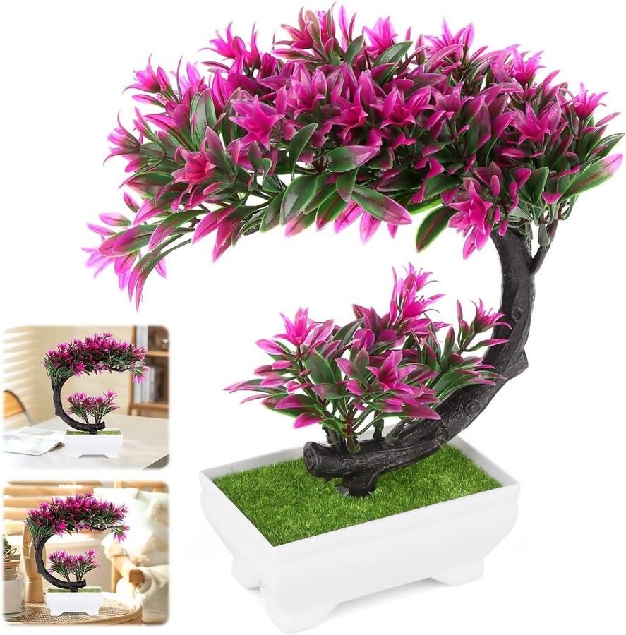 Inovra Plus Kunstmatige Nep Bonsai Kamerplant voor Balkon en Kantoor Realistische Nepplanten met Echte Uitstraling Decoratieve Kunstplant voor Bureaus Groen en Sfeervol 90 cm hoog