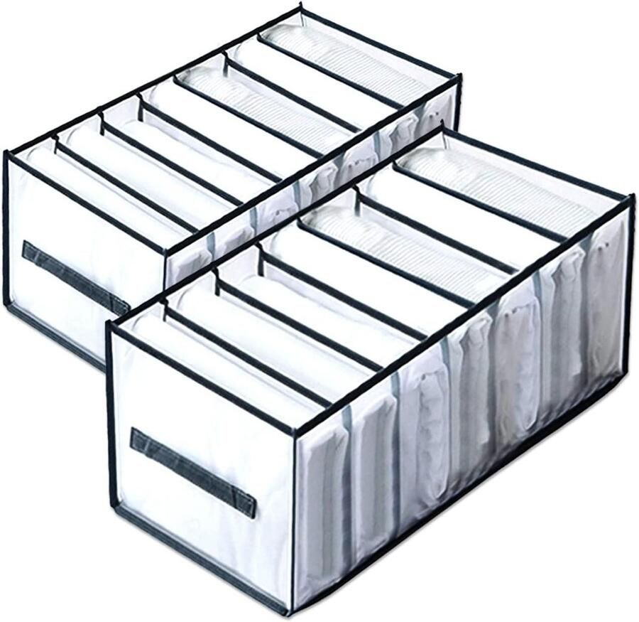 Inovra Plus Lade-organizer van denim met 7 vakken voor kleding en accessoires Opvouwbaar en wasbaar