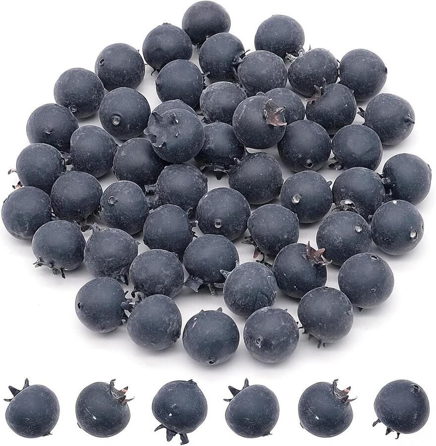 Inovra Plus Levensechte kunstmatige bosbessen decoratie voor keuken en tafel 50 stuks