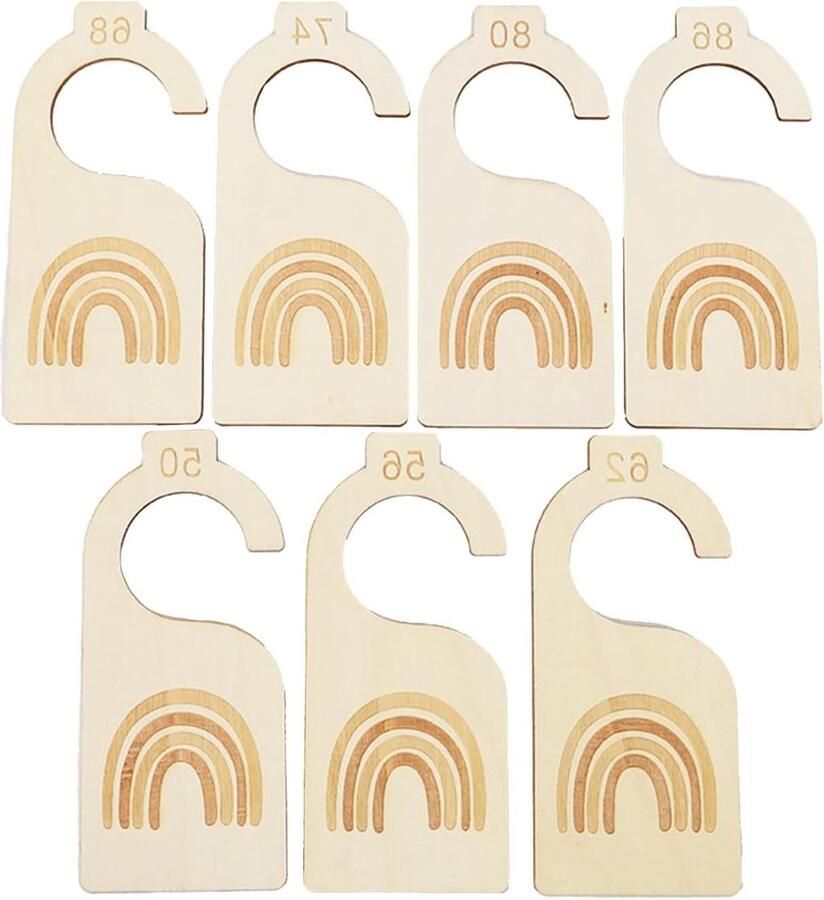 Inovra Plus Maatscheiders van hout voor babykleding organiseren Kledingmaten Scheider Babykastindeling Pasgeborenen en Peuterkleding Handige Kastverdelers met 7 maten