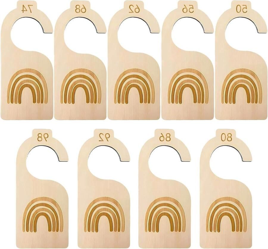 Inovra Plus Set van 9 houten maatscheiders voor babykleding Organiseer babykledingkast Maten 50 tot 98 Babykledingverdeler