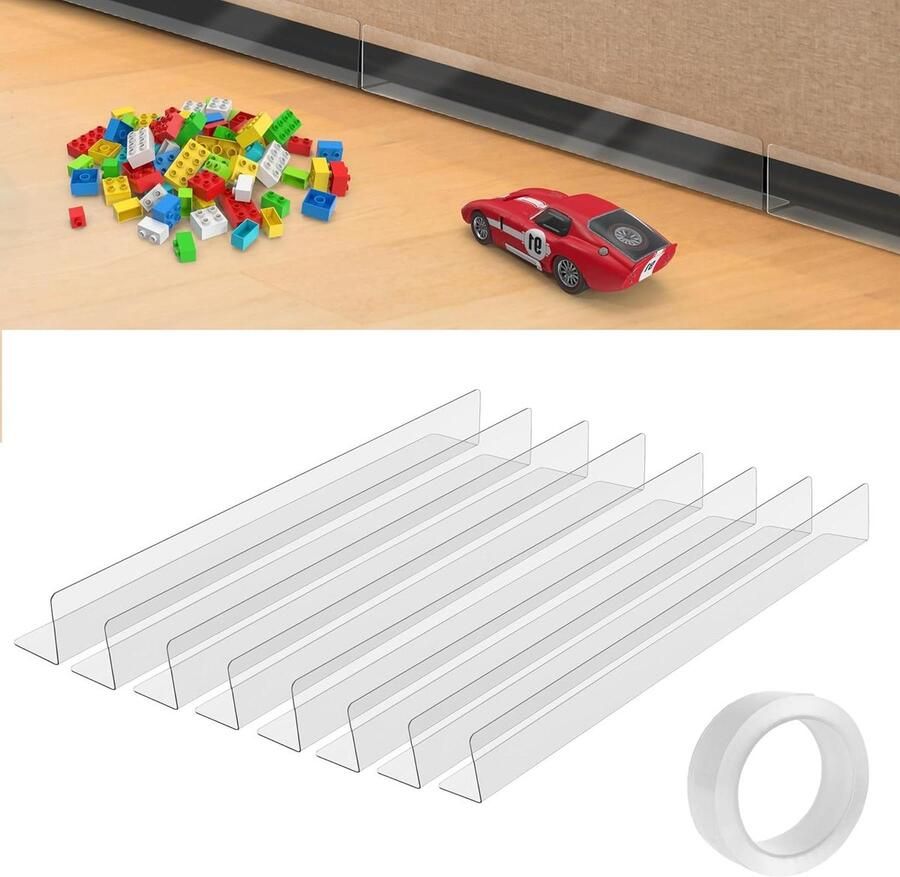 Allecto Plus Furniture Blocker Set 8 Stuks Transparante Blokkers voor Meubels met Zelfklevende Tape Bescherming voor Bedden tegen Speelgoed en Huisdieren Vloerbeschermer