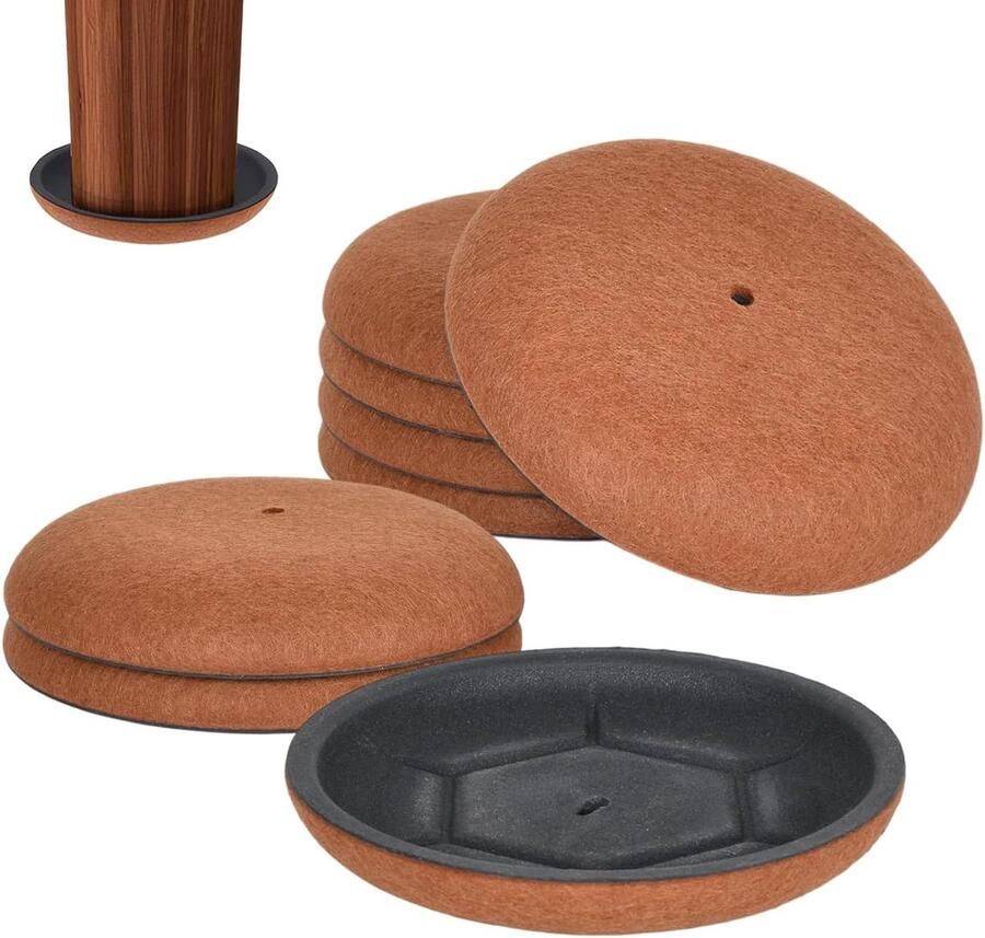 Inovra Plus Meubelglijders zware meubeldoppen voor bescherming houten vloer set van 8 bruin meubelbescherming tegen krassen en geluiden