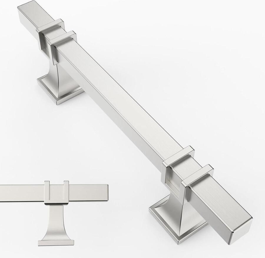 Inovra Plus Meubelgrepen geborsteld nikkel 10 stuks Keukengrepen Ladegrepen Handgrepen 96 mm gatafstand Keukenkasten Kledingkast UK0003