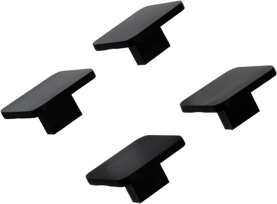 Inovra Plus Moderne vierkante kastknoppen set van 4 stuks voor kledingkast en boekenkast Decoratieve meubelgrepen in zwart met schroeven