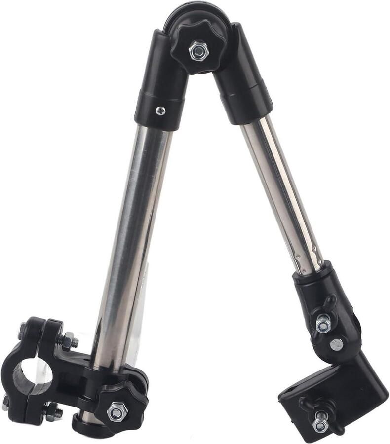 360° verstelbare roestvrijstalen rolstoelfietsparapluhouder rekbare parapluhouder voor rollator-kinderwagen (zwart)