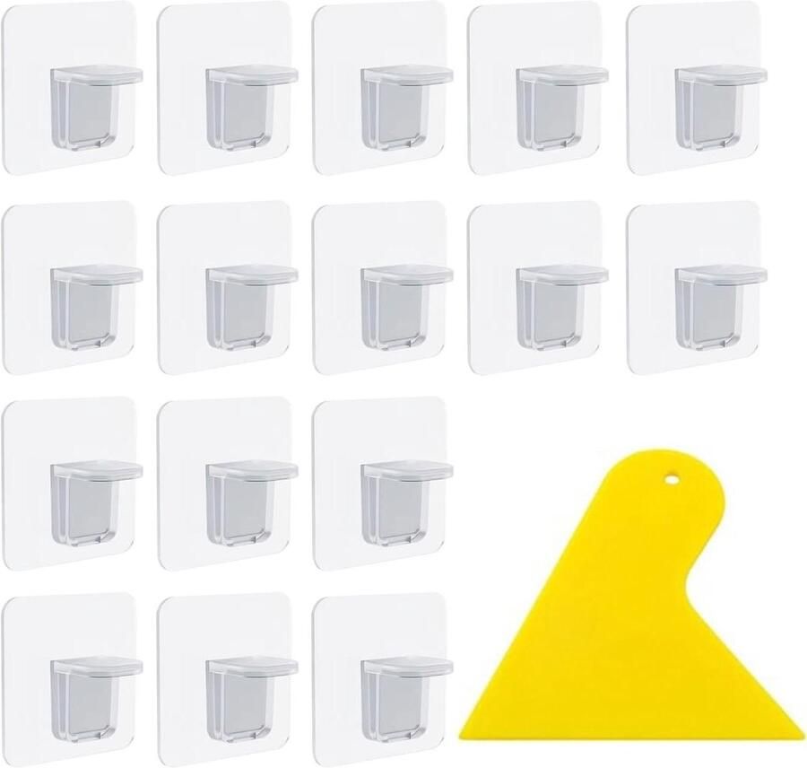 Inovra Plus Punch Free Shelf Holders met Plastic Scraper en Montagesteun Transparante Dikke Plakkerige Haken voor Kasten Kledingkasten en Boekenplanken
