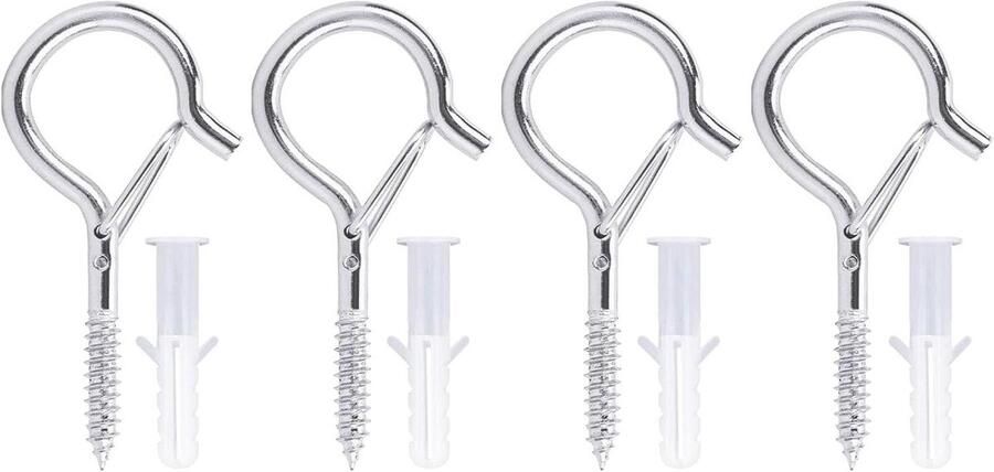 Inovra Plus Schroefhaken voor plafondhaak zware belasting met schroeven 4 M8 Hangmatten bloemenhanger kerstdecoratie kattennet