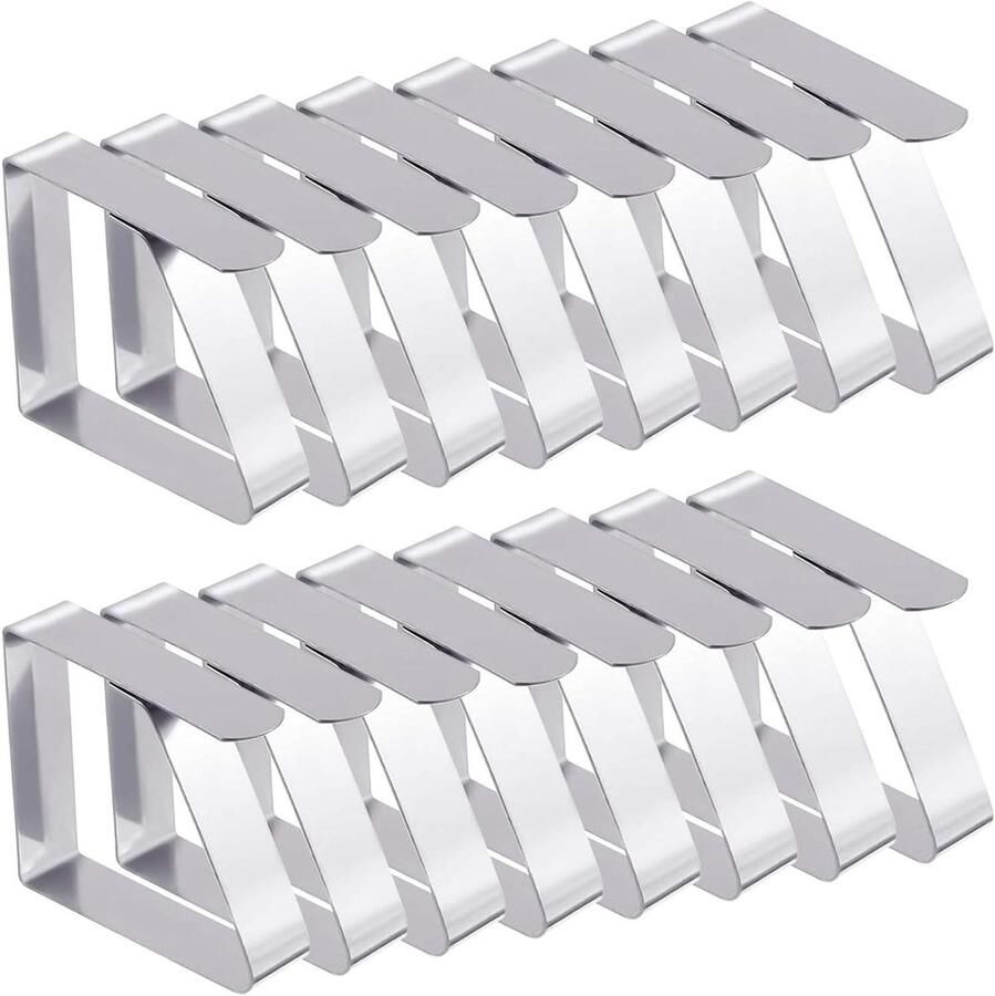 Inovra Plus Set van 16 roestvrijstalen tafelklemmen voor buiten en binnen Tafelklemmen voor thuis eetkamer picknick feest en bruiloft