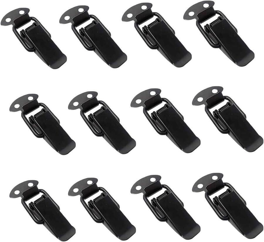 Inovra Plus Spring Loaded Latch Set Van 12 Stuks Roestvrijstalen Veerslot Zwart Koffer Gereedschapskist Lade Kofferbak Kast Kledingkast Kluisjes