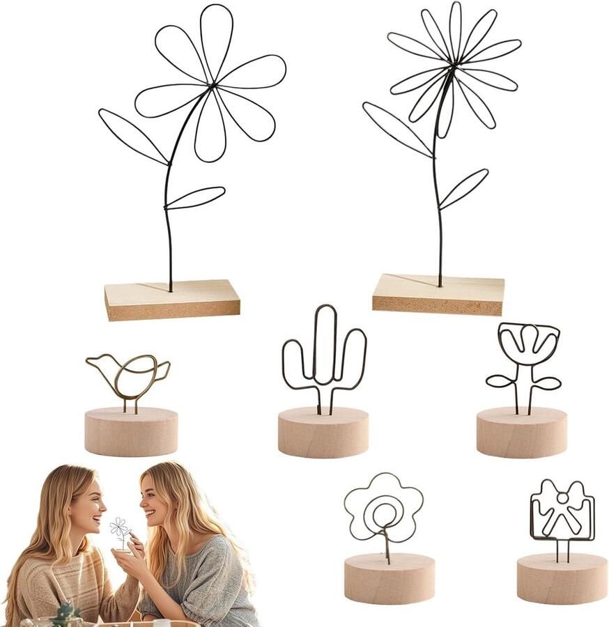 Inovra Plus Tafel Otohouders met Bloemdecoraties en Kaarthouders Modern Huisdecor Verstelbare Basis 24 cm Hoog 55 cm Geschikt voor Foto's & Kaartsleuven